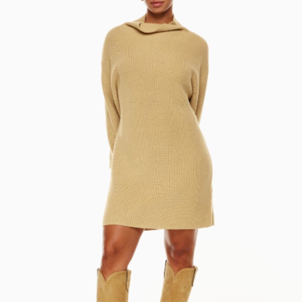 Aritzia Wilfred Montpellier Turtleneck Dress in Sandy Beige - Size 2XS